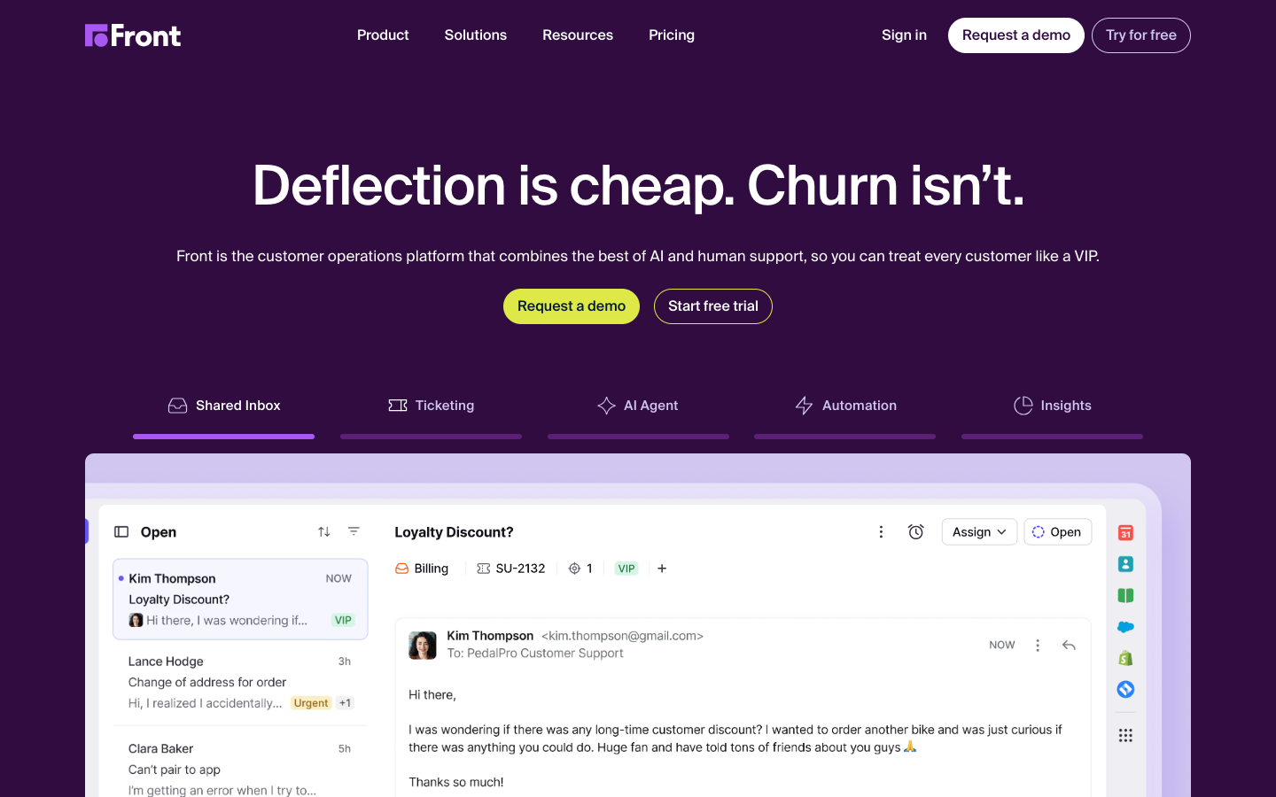 Front - Customer Support